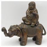 Antique Chinese Daruma Daishi Monk Riding Elephant