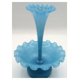 Antique French Blue Opaline Glass Epergne