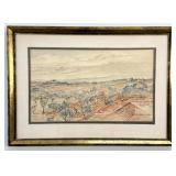 Walter Shirlaw Farm Landscape Watercolor Painting