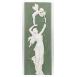 Antique German Woman & Cherub Jasperware Plaque