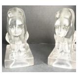Pair Of New Martinsville Frosted Glass Panther Boo