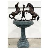 Three Rearing Horses Round Bowl Bronze Fountain