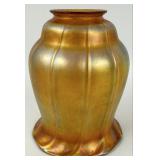 Signed Quezal Art Glass Gold Aurene Lamp Shade