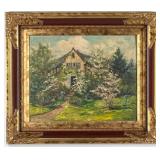 H. Kreger Country Estate Oil On Board Painting