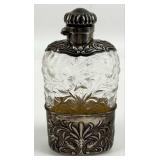 Large Antique Gorham Rock Crystal & Sterling Flask