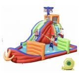 6-in-1 Pirate Ship Inflatable Water Slide & Castle