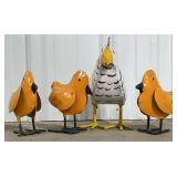 Metal Hen & Three Chicks Statues