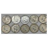 (10) U.S. 1968 & 1969 Kennedy Half Dollars, 40% Si