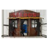 Metal Saloon Bar Sign with Two Side Bottle Holders