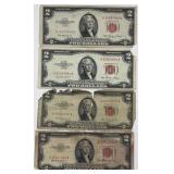 (4) 1953 Series $2 U.S. Bank Notes