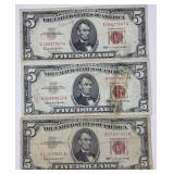 (3) 1963 Series $5 U.S. Bank Notes