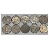 (10) U.S. 1972, 1974, 1977 & 1978 Eisenhower Dolla