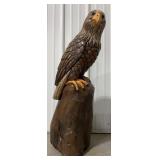 2ï¿½9ï¿½ Teak Wood Painted Eagle Sculpture