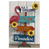 43ï¿½ Metal Welcome to Our Piece of Paradise Stand