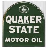 Vtg. DST Quaker State Motor Oil Tombstone Sign