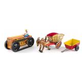 Marx Tin Windup Crawler w/ Cart & Donkey Cart