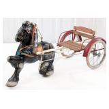 Original MOBO Black Pedal Horse With Sulky Cart