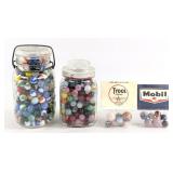 (2) Jars Of Marbles and (2) Bags Of Marbles