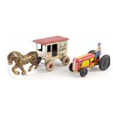 Marx Toyland Dairy Wagon & Courtland Tractor