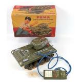 French Puma Tin Battery Op. Army Tank w/ Box