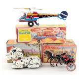 German Windup Arabian Horse Sulky, Dalmatian Dog,