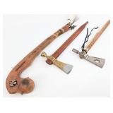 Native American Style War Club & Peace Pipe Tomaha