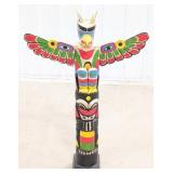 3.5ft Native American Carved Wood Totem Pole