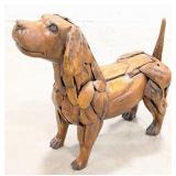 2ft Long Carved Teak Wood Dachshund Sculpture