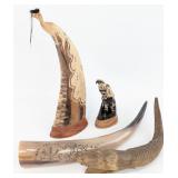 (4) Carved Horn Decorations