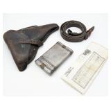 WWII German Luger Holster, Sling, & Cleaning Kit.