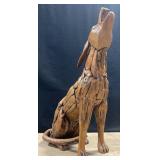 4 Tall Teak Wood Howling Dog Sculpture