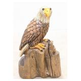 2.5ft Carved Wood Bald Eagle Sculpture