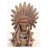 3.5ft Teak Wood Native American Chief Bust Sculptu
