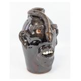 12in Billy Joe Craven Snake Nose Face Jug