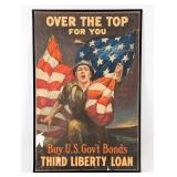 WWI US "Over the Top" Third Liberty Loan Framed