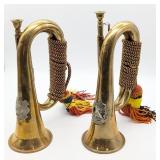 (2) Military Brass Bugles w/ Tassels