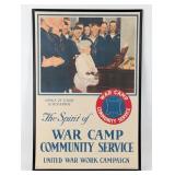 WWI US "War Camp Community Service" Framed Propa