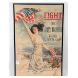 WWI US Third Liberty Loan Framed Propaganda Poster