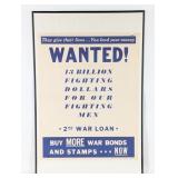 WWII US 2nd War Loan Framed Propaganda Poster