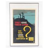 WWI US War Savings Stamps Framed Propaganda Poster