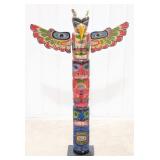 5ft Native American Carved Wood Totem Pole