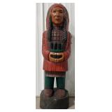 37ï¿½ Teak Wood Painted Indian Sculpture