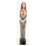6.5ft Carved Wood Mermaid Siren Statue