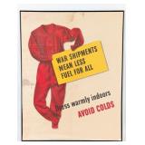 WWII US "War Shipments" Framed Propaganda Poster