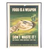 WWII US "Food is a Weapon" Framed Propaganda Pos