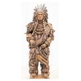 7ft Teak Wood Native American Chief Sculpture