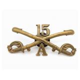 Civil War 15th Cavalry A Crossed Swords Cap Badge