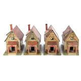 (4) Lionel No. 184 Lithographed Bungalows w/ Red R