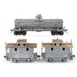 Brass Caboose Cars and Tank Car with Kadee Coupler