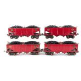 (4) Lionel Standard Gauge No. 516 Coal Hopper Cars